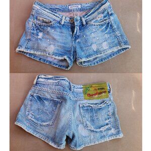 Rossodisera Ross Disera jean/denim shorts rhinestones studded pearls Italy S 32"
